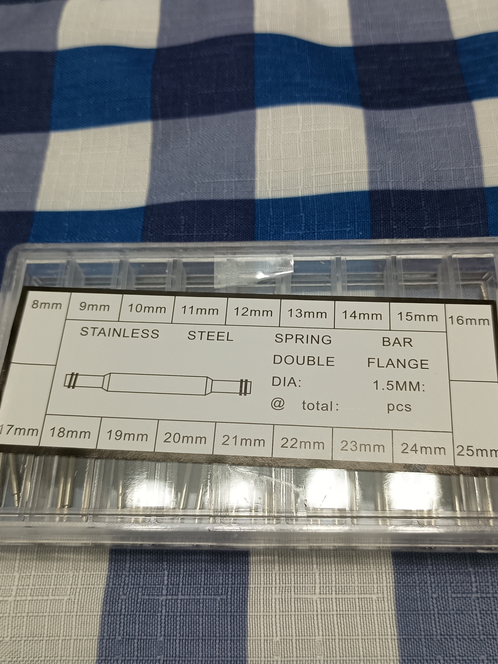 Watch Spring Bar Assortment 72 Piece Stainless Steel 1.5 mm Diameter 8 to 25 mm